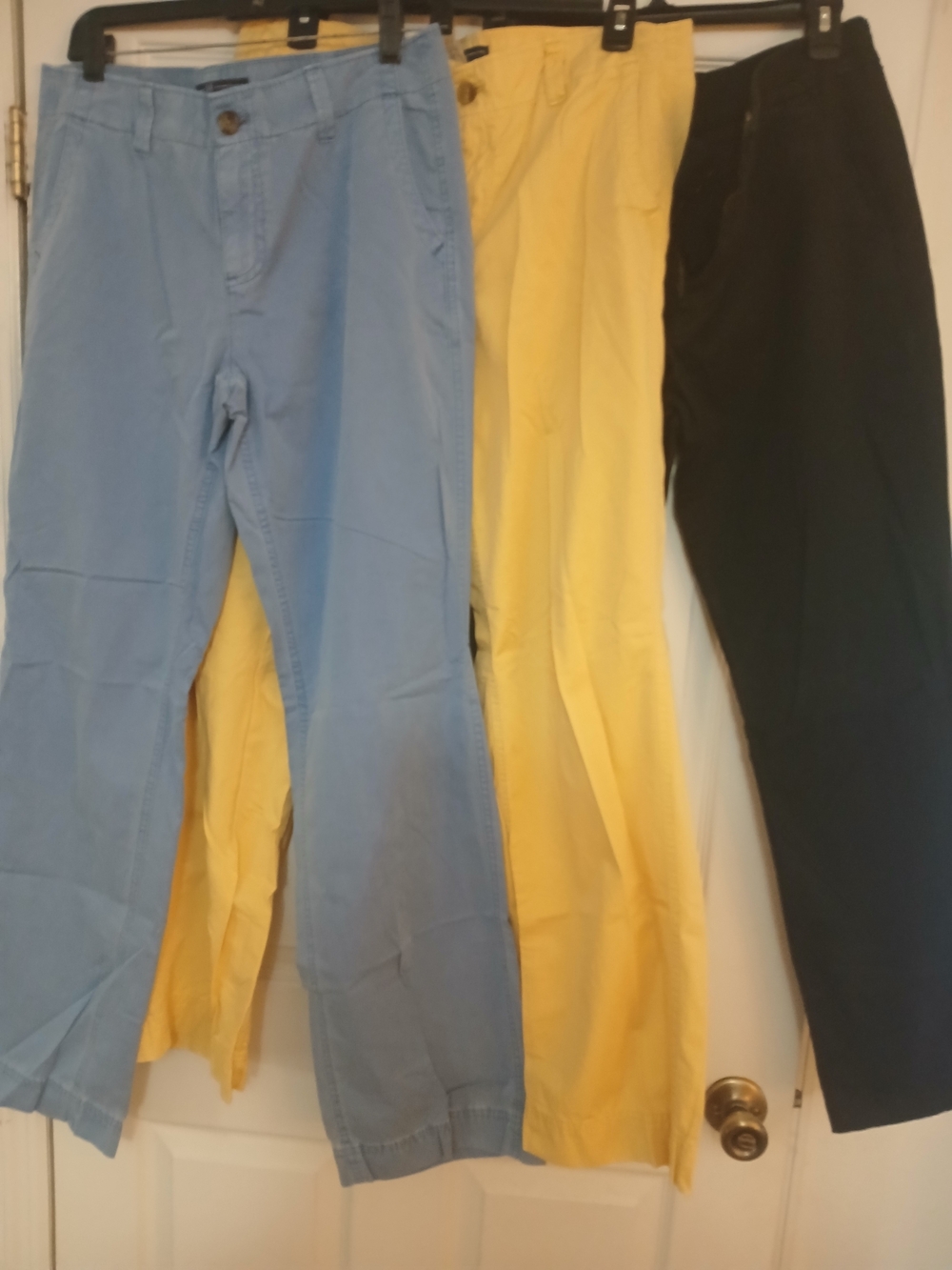 Ladies Cotton Chino Pants - Blue, Yellow, Black